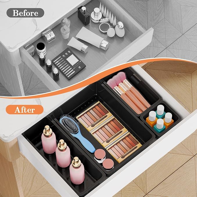 SpaceHacks 25 PCS Plastic Drawer Organizer, 4-Size Versatile Organizer Trays & storage Bins