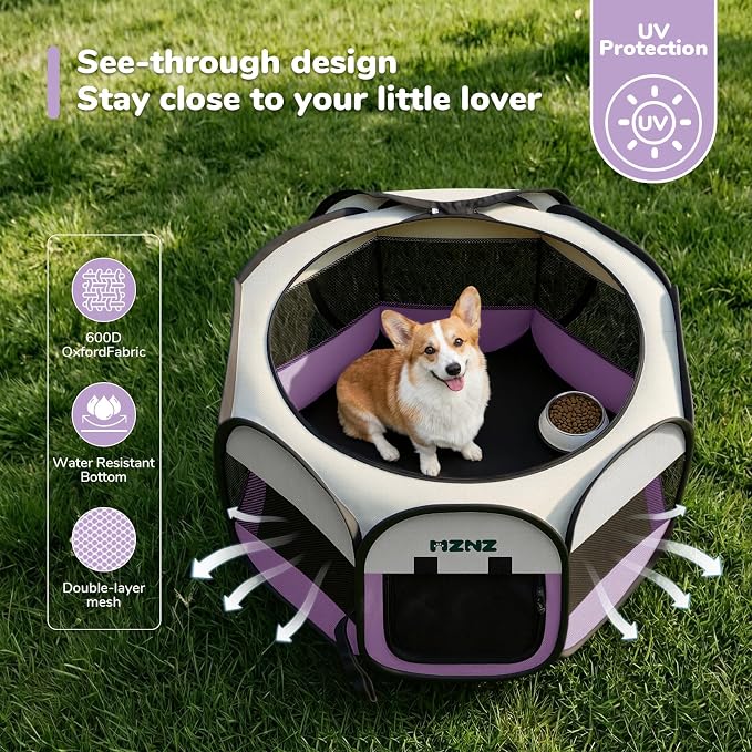 Dog Cat Small Animal Puppy Playpen Crate, Medium, Purple