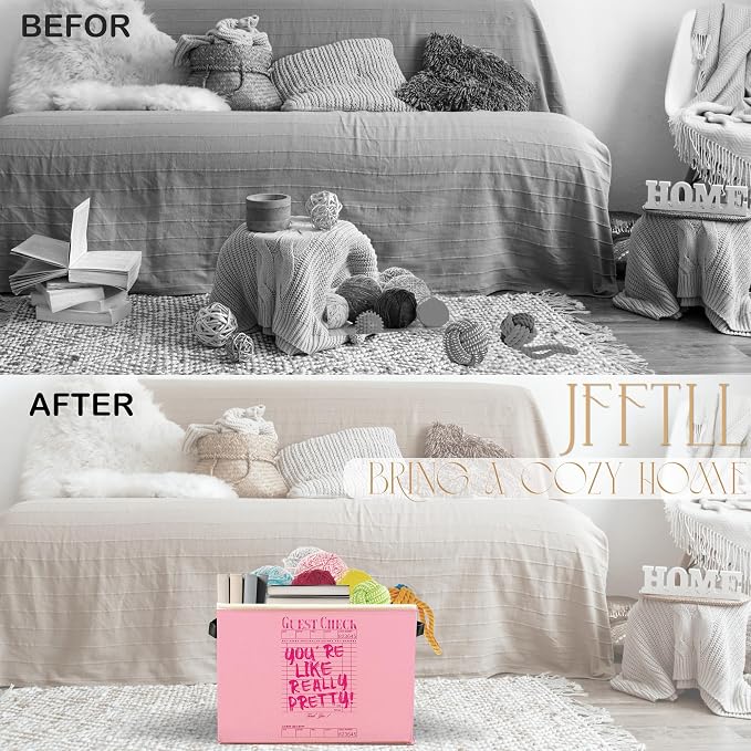 Trendy Preppy Y2k Pink Storage Bins with Handles, You're Like Really Pretty Guest Check Collapsible Laundry Basket Storage Box for Home Bedroom Bathroom Clothes Toys Books