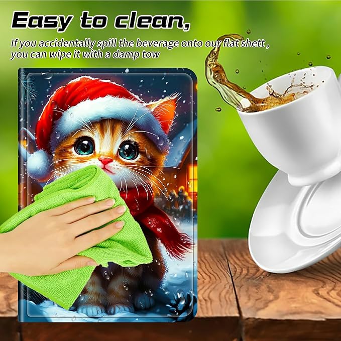 Universal Tablet Case for T-Mobile Revvl Tab 2 10.1" Model:9185W 2025/Revvl Tab 5G 10.36" 2023, 360 Degree Rotating Kickstand Protective Stand Leather Shell Cover for 9"-10.5", Red Hat Cat