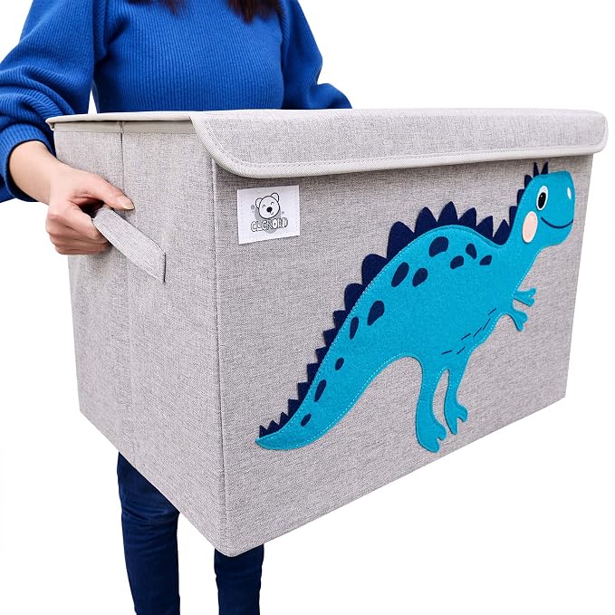 Large Toy Box Storage with Lid, Foldable Fabric Toy Chest Storage for Kids | Toy Organizer Basket, Collapsible Animal Print Storage Bin for Toddlers, Boys and Girls, Playroom, Baby Nursery (Zebra)