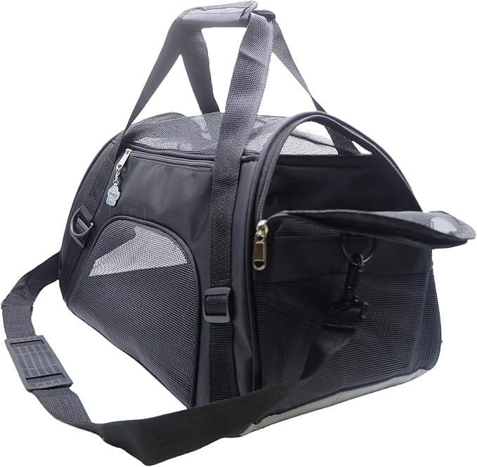 ZaneSun Cat Carrier,Soft-Sided Pet Travel Carrier for Cats,Dogs Puppy Comfort Portable Foldable Pet Bag Airline Approved (Medium-Black)
