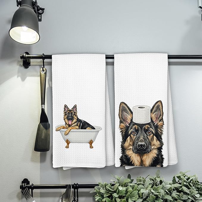 German Shepherd Bathroom Decor Gifts Hand Towels, German Shepherd Dog Bathroom Hand Towels Decorative Set of 3, Dog Gifts for Women Home & Kitchen