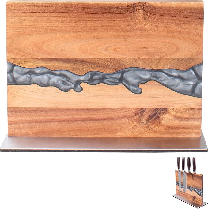 FULLHI Kitchen Magnetic Knife Block Holder, Knife Magnetic Strip with Enhanced Magnets natural wood Multifunctional Storage Holder for Kitchen Utensil, Knife Set, Scissors,Spice Ja (13.15 * 9.5inch)