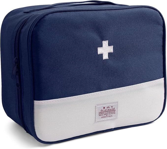 Faylapa First Aid Kit Empty Bag, 9.8x8.3x4.7 Inches Travel Empty First Aid Kit Pouch for Emergency at Home, Office, Car, Outdoors, Boat, Camping, Hiking(Bag Only, Navy Blue)