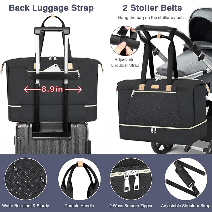 Diaper Bag Tote for Baby 7PCS, Large Mommy Bag with Portable Changing Pad | Multifunctional Hospital Bags for Labor and Delivery with Pacifier Case and Organizer Pouches,Travel Baby Bag for Boy Girl