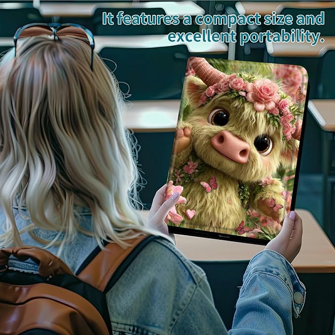 Case for Samsung Galaxy Tab A 10.1" 2019 SM-T510/T515/T517, 360 Degree Rotating Stand with Multi-Angle Vertical & Horizontal Viewing Shockproof Shell for Women Men, Flower Cow Pink