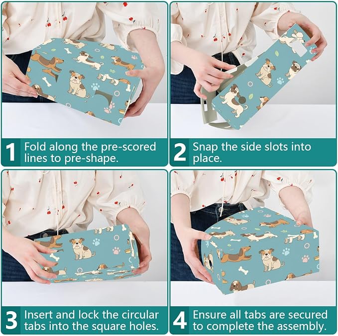 Emelivor Pets Blue Dogs Print Magazine Holder Set of 3 Desk File Organizer Foldable Vertical Folder Holder with Labels for Office Organization File Box for Library Classroom Home
