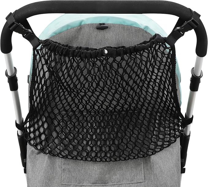 Accmor Universal Stroller Organizer, Polyester Net Mesh Bag Fits for Uppababy, Nuna, Britax, Doona Strollers, Non-Slip Adjustable Stroller Mesh Cargo Net Storage Caddy Accessories