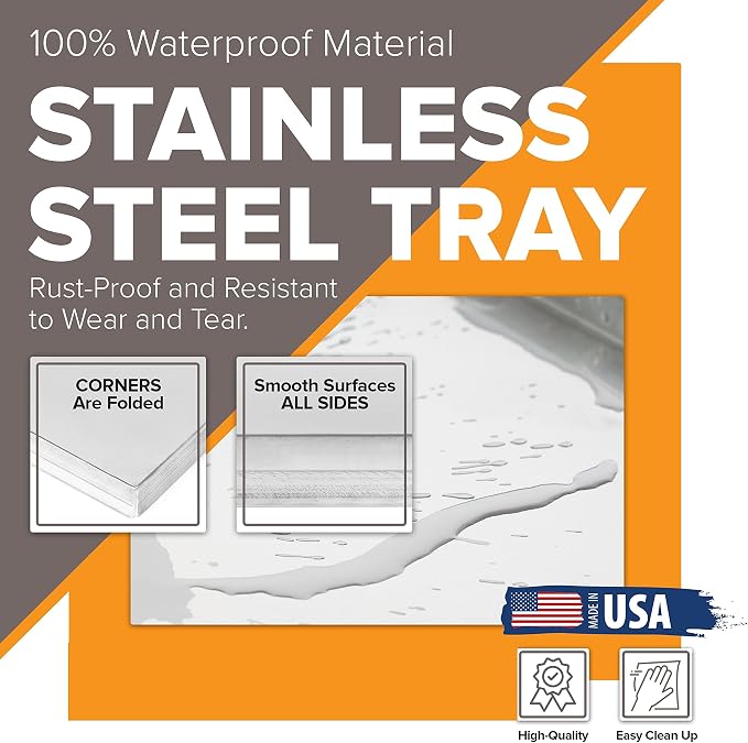 Metal Dog Crate & Kennel Replacement Tray/Pan, Stainless Steel, 24x18 in | Chew-proof, crack-proof, rust-resistant. Fits Most Standard 24 in Crates.