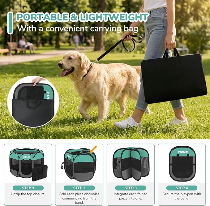 Dog Cat Small Animal Puppy Playpen Crate, Small, Blue | Portable Pop Up Pet Cage Enclosure Tent Kennel Indoor Outdoor with Carrying Case, No Assembly, Camping Use
