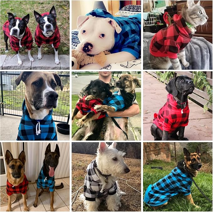 Plaid Dog Hoodie Pet Clothes Sweaters with Hat