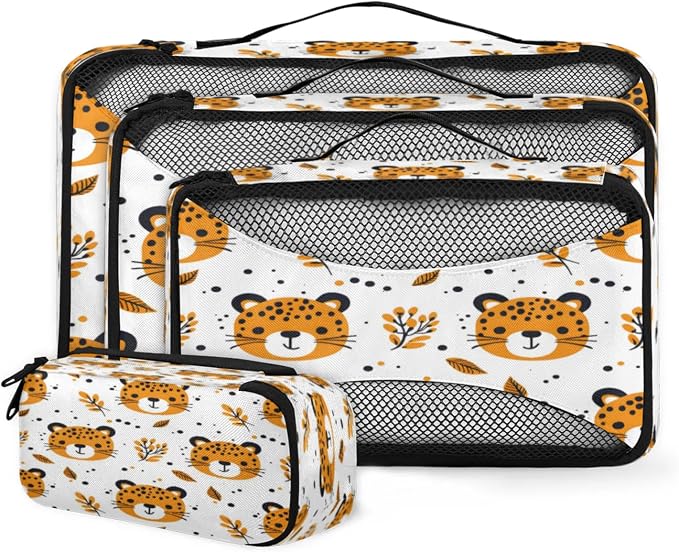 Packing Cubes for Travel, Wild Tigers Travel Luggage Packing Organizers for Women Men, Large Custom Toiletries Bag for Clothes Shoes, Animals Tigers