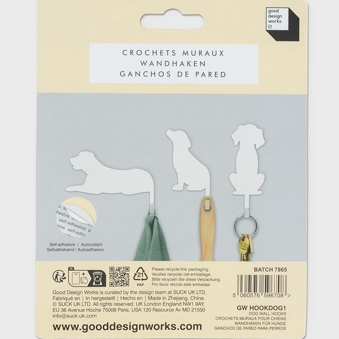 Suck UK Dog Hooks - Dog Keyholders - Novelty Gift for Pet Lovers - Decorative Metal Hangers for Keys Leashes Towels Pet Collars & Small Items - Multi Use Home Decor & Wall Hook Key Holder Organizer