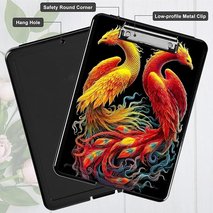 Heavy Duty Storage Clipboard, Slim Nursing Clipboard with Internal Pen Case, Portable File Organizer Case for A4 Letter Size Paper Office Medical Professionals, Flamingo Red