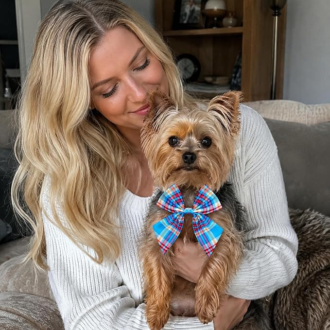 PET SHOW 10 Pack Plaid Sailor Dog Bowties for Small Dogs