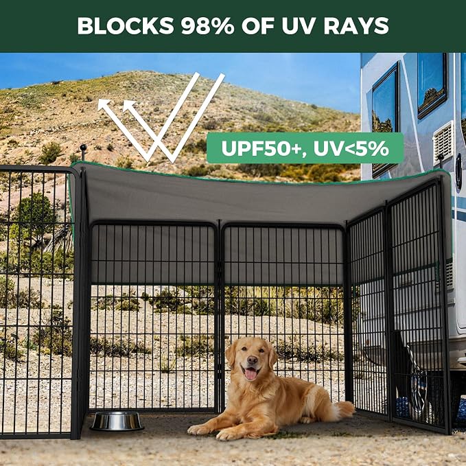 FXW Rollick Dog Playpen with Sun Shade, 40"H, 16 Panels | Heavy-Duty & Easy setup Play Area, UPF 50+ Cover Blocks 98% of UV Rays, For Medium & Large Dogs, Patented