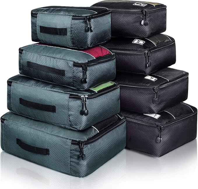 Packing Cubes large Luggage Organizers Bags For Travel Organizing Clothes | Mixed Color 8 Set Suitable family or two-person trips; breathable mesh make easy to sort; durable and convenient to store