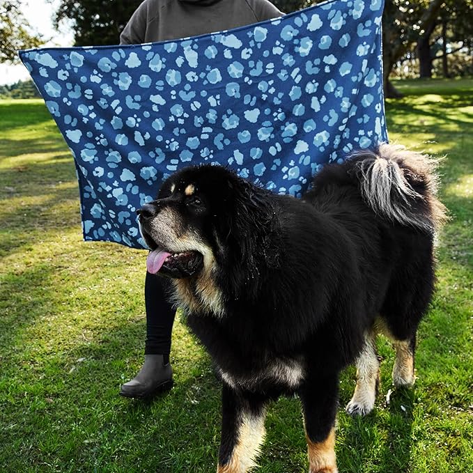 Dock & Bay Pet Towel - Super Absorbent & Quick Drying Dog Towels with Bag - 100% Recycled - K9 Camo, Large (120x70cm, 47x27)