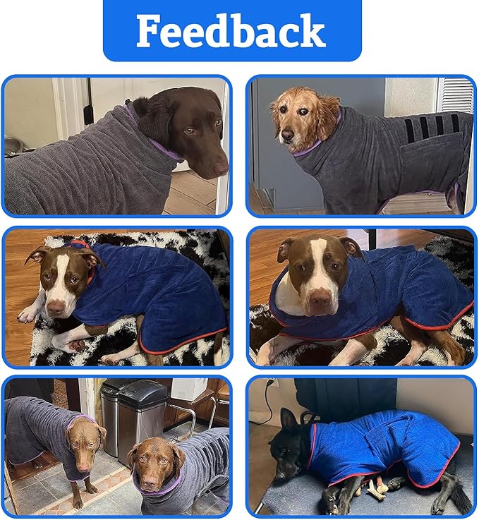 Dog Drying Coat - Fast Drying Dog Towel Robe - Microfiber Super Absorbent Pet Bathrobe, Adjustable Collar & Belly Strap Pet Coat Pet Bath Robe Towel (XXX-Large, Green)