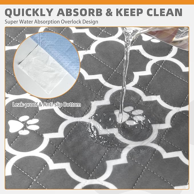 Washable Pee Pads for Dogs, 4 Packs Super Absorbent Leakproof & Non-Slip Dog Pee Pad Large, Reusable Puppy Training Pads Waterproof, Pet Mat Rug for Whelping,Floor,Crate, Car, Cats, 24"x36"