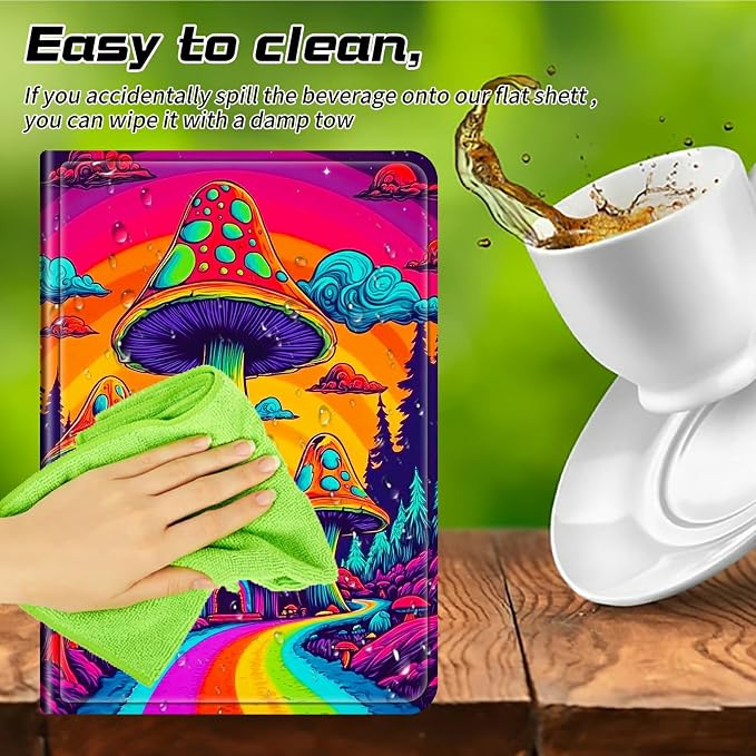 Universal Tablet Case for T-Mobile Revvl Tab 2 10.1" 2025/Revvl Tab 5G 10.36" 2023, 360 Degree Rotating Kickstand Protective Stand PU Leather Shell Cover for 9"-10.5", Rainbow Mushroom Road