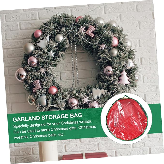 MAGICLULU 1pc Wreath Storage Bag with Clear Window for Christmas Garland Container for Holiday Decorations and Wear-Resistant for Party and Wedding Supplies