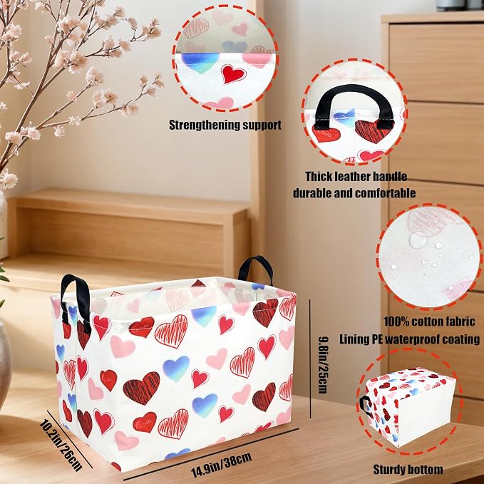 Valentine's Day Basket Gift for Empty Cute Heart Large Storage Bin for Kid and Baby Room Décor (Beauty Love)