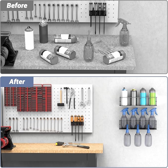 WALMANN Spray Bottle Holder Wall Mount, Metal Spray Can Storage Rack | for Garage Workshop, Paint Aerosol Can Organizer, Pack of 2