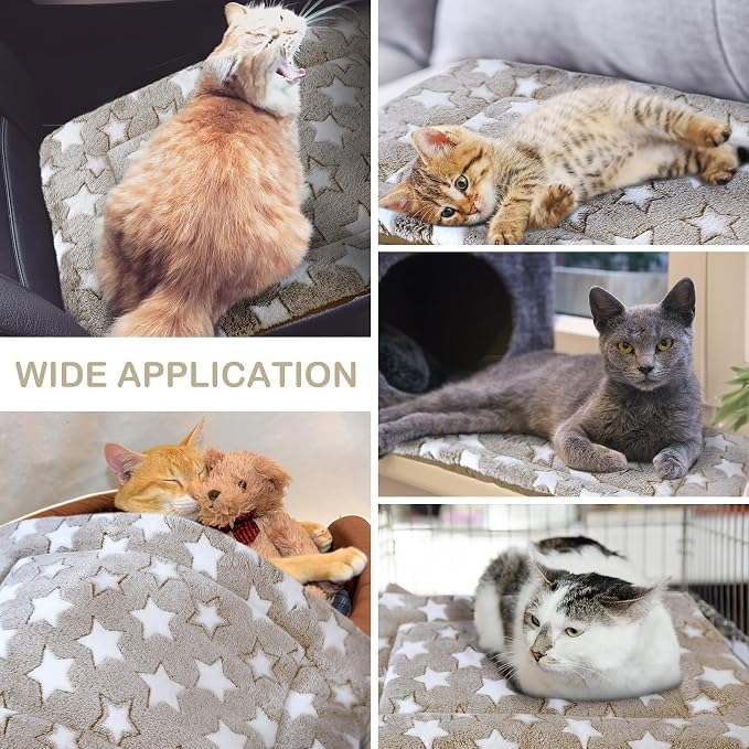 4 Pcs Dog Crate Pads Soft Warm,18 x 24 x 1.6 Inch,Star,Apricot | Ultra Soft Warm Washable Anti-slip Kennel Bed Mat for Pets,Reversible Replaceable,for Small Medium Large Dogs and Cats