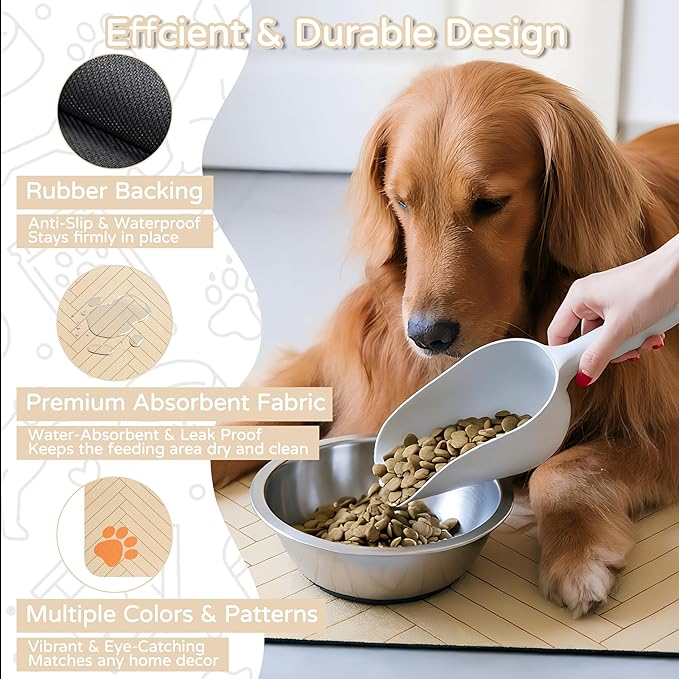 Pet Feeding Mat-Absorbent Dog Feeding Mat for Food and Water Bowl,No Stains Pet Placemat,Quick Drying Water Dispenser Mat for Dog and Cat,Easy to Clean Dog Accessories(M,Light Brown)