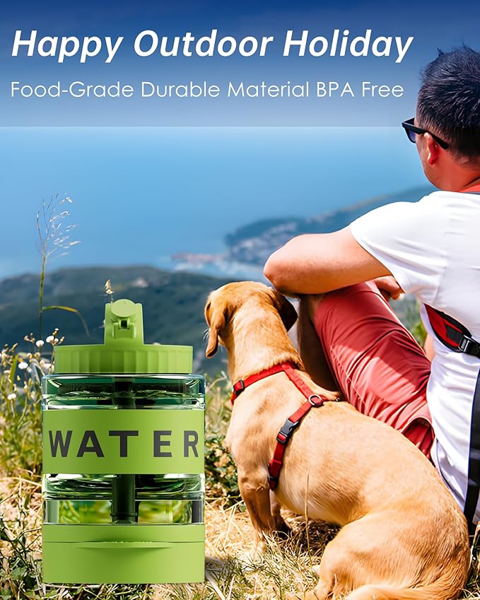 77oz Dog Water Dispenser, 2.2L Large Portable Dog Water Bottle with Pull-Out Drinking Bowl, BPA Free Leak-Proof Pet Travel Water Container for Camping, Hiking, Beach, Car Travel Essentials