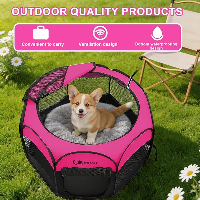 Cat Dog Playpen, Foldable Pet Puppy Dog Playpen, Cat Tent Crates Cage, Portable Playpen for Dogs Cats Rabbits Pigs Bunny Indoor/Outdoor, Pop Up Dog Kennel Playpen Enclosure with Carring Bag