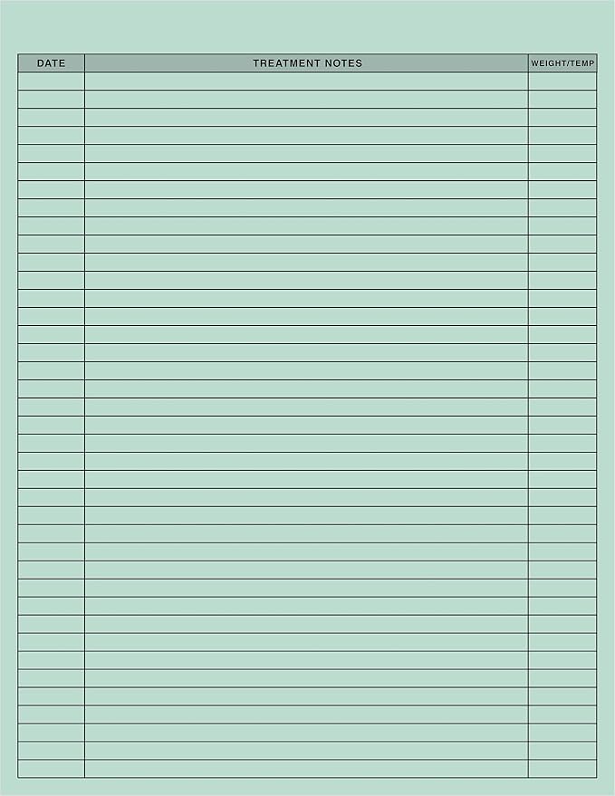 Tabbies V-CF101 Feline Medical Records Forms, 250 Pack, Green 2-Sided 8.5 x 11 Inch Heavy 100 lb Stock, Veterinary Patient Chart Sheets