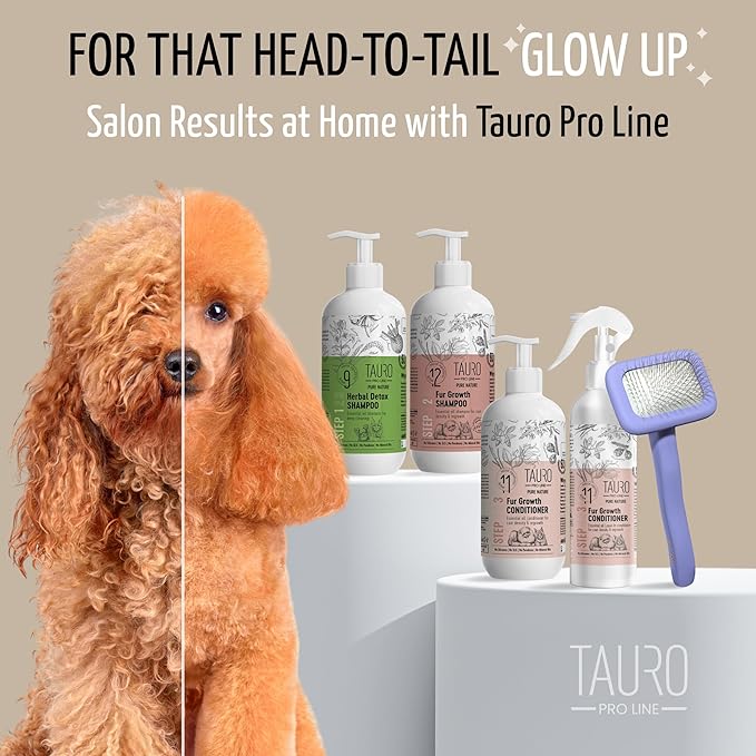 Tauro Pro Line Slicker Brush for Small Dogs & Cats, Deshedding, Dematting & Detangling Grooming Tool for Medium to Long Coats, Ideal for Pomeranians & Yorkies, Flexible Cushion, Purple, Small Size (S)