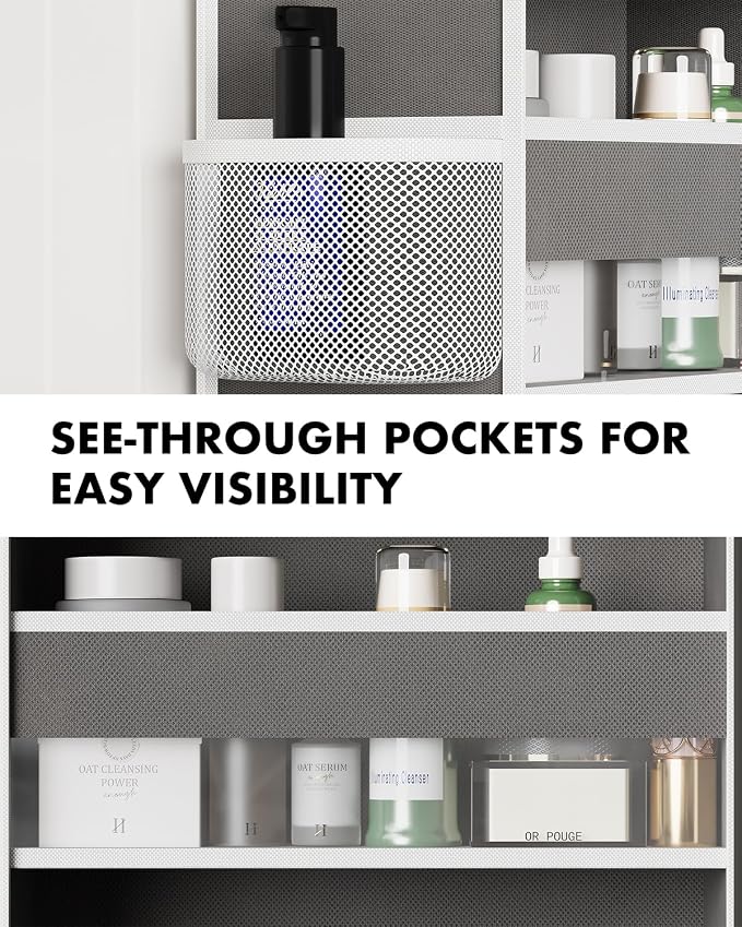 2-Pack Over The Door Organizer Hanging 6-Shelf Storage Organizer with 50lb Heavy Duty Perfect for Bathroom Closet Nursery Bedroom Pantry Laundry (Grey)
