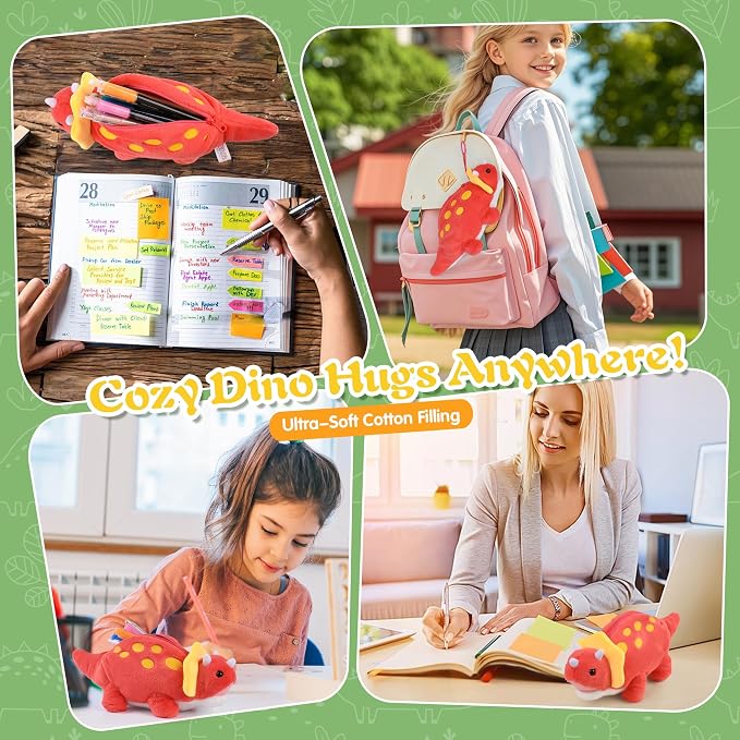 BB FUN HOUSE Pencil Case for Kids, 3D Plush Animal Dog Dinosaur Pencil Pouch Soft Stationery Storage Pen Bag for Girls and Boys School Supplies