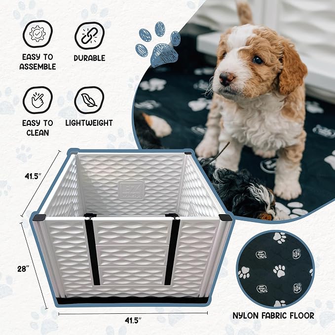 EZclassic Dog Whelping Box - Washable Pee Pad, Medium 38"x38"x28" | Tall 38x38x28 breeder whelping box with high walls, durable customizable panels, quick setup, and easy cleaning