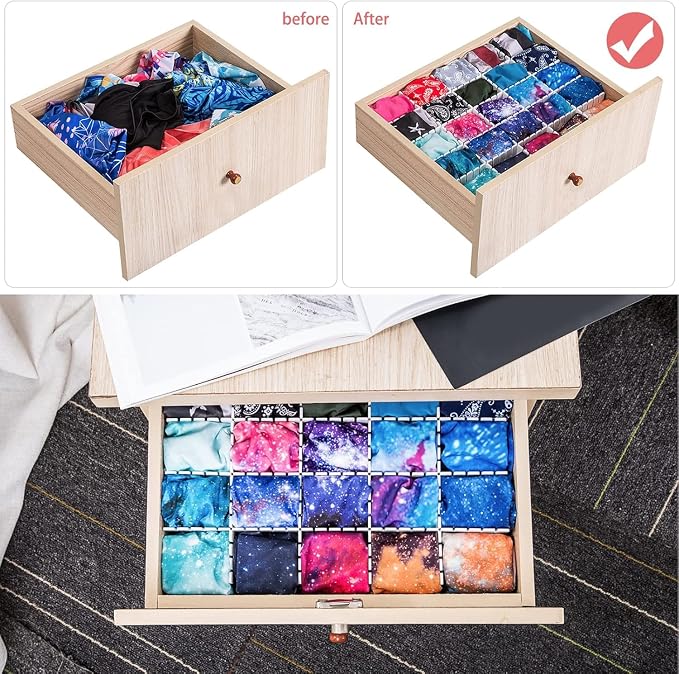 85Pcs Drawer Dividers, Adjustable Drawer Organiser, Cut at Will for Tidying Clutter Clothes, Socks, Makeup, Dresser, Kitchen Black