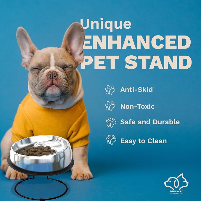 Enhanced Pet Bowl Stand - New Anti-Skid Feature - Dog and Cat Bowl Stand Exclusively for Use with The Corresponing Size Enhanced Pet Bowl (Large)