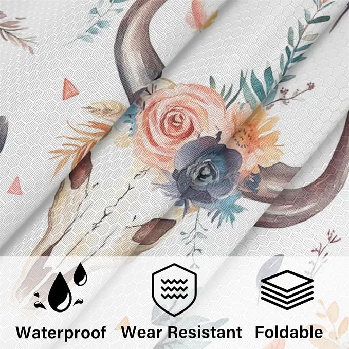 Western Bull Skull 6 Set Compression Packing Cubes | Cow Skulls Travel Accessories Expandable Packing Organizers Space Saver Bags for Organizing Clothes