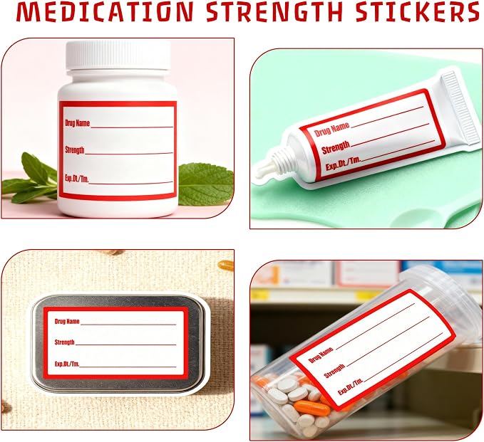 Drug Name Label Stickers 1x2 Inch for Pharmacy Veterinary Medication | Prescription Drug Usage & Strength Labels - Veterinary Instruction & Doctor Reminder Stickers for Medical Containers