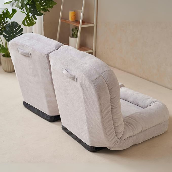 Convertible Fold-Out Lazy Sofa Bed - Adjustable Human Dog Bed for Adults, Plush Upholstered Adjustable Sofa Couch with 18-Position Backrest, 2-Person Floor Sofa Bed, Space Saving Design (Double)