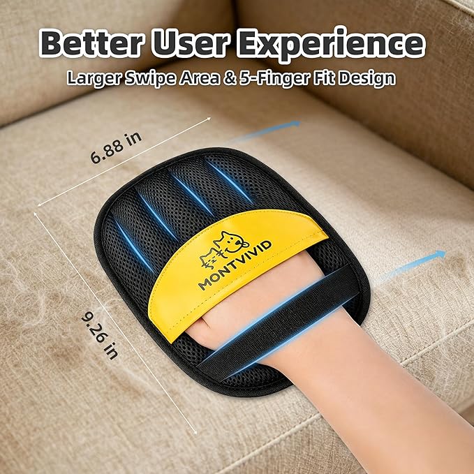 Upgraded Electrostatic Pet Hair Removal Glove Reusable Magic Brush for Removing Cats & Dogs Hair from Clothes, Couch, Carpet, Furniture and Bed,Safe for All Fabrics,Gifts for Pet Owners