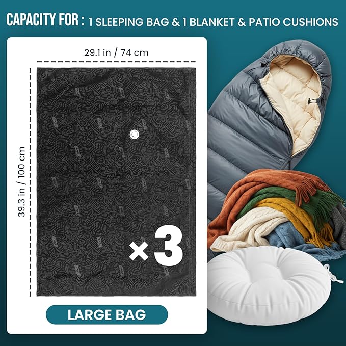 TAILI 3 Pack Outdoor Vacuum Storage Bags,Travel Compression Bags 39x29 inch | Tear-Proof Vacuum Seal for Camping, Cushion, Clothing, Waterproof, Wearproof, Punctureproof