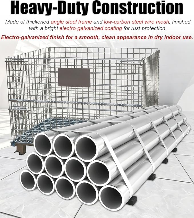 Foldable Wire Storage Cage with Front Drop Door - Open-Top Metal Mesh Crate for Pets, Storage, and Organization - Heavy Duty, Portable, and Versatile Design