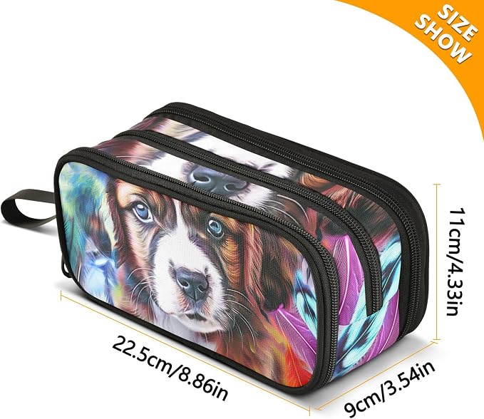 Colorful Cute Puppy Pet Pencil Pouch Zipper Pencils Case Cute Pen Pouch for Girls Fun Art Pencils Storage Bags Adults Kids Back to School Organizer