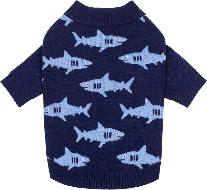 Fitwarm Shark Dog Sweater, Winter Clothes for Small Dogs Boy Girl, Blue, XS