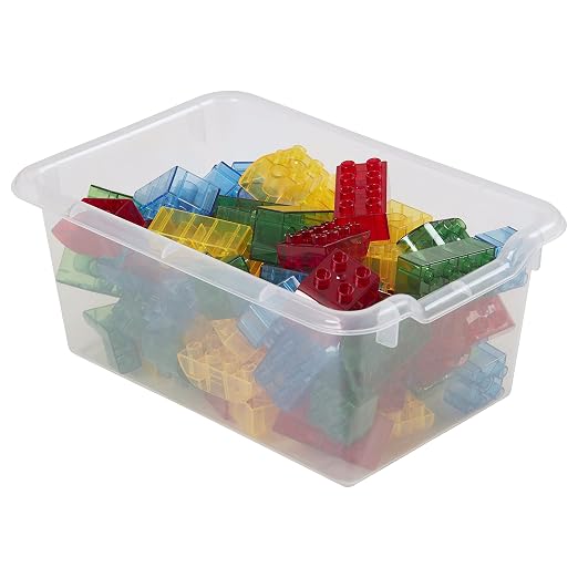 ECR4Kids Scoop Front Storage Bins, Multipurpose Organization, Clear, 10-Piece | Durable plastic, GREENGUARD Gold Certified, 1.2 gallon capacity, lightweight & nestable, built-in handle, classroom/home use
