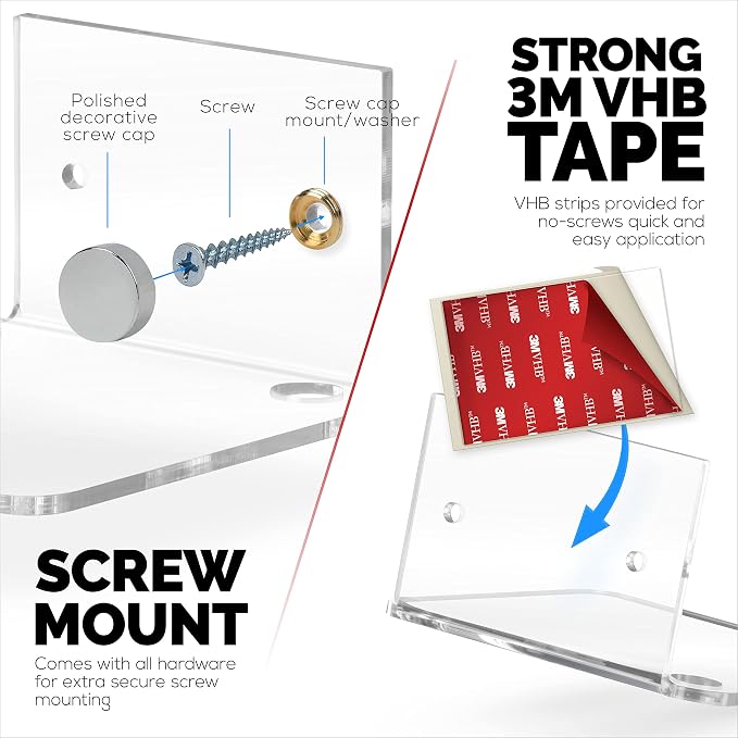 BRAINWAVZ 4.5" Small Baby Monitors & Speaker Wall Mount Shelf, Adhesive & Screw in, Also for Security Cameras, WiFi Routers, Decor, Plants, Photos, Kitchen, Cable Box & More, Universal